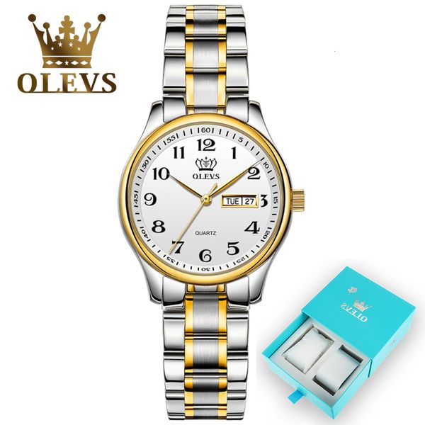 

womens watches olevs luxury for waterproof stainless steel wristwatch quartz watch set gift box 230307, Slivery;golden