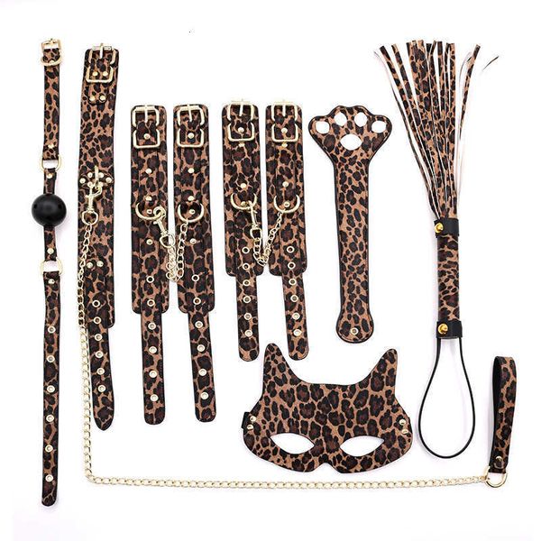

toy massager leopard print sm7 piece fun set binding couple flirting toys