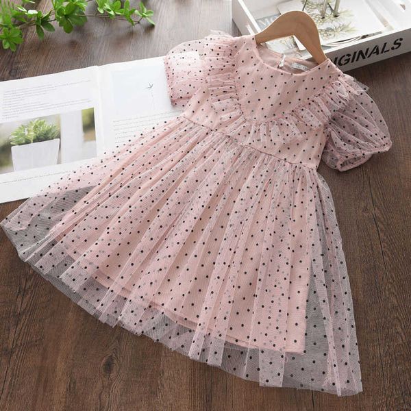 

girl's dresses new summer girls polka dot mesh dresses for baby princess outfits children casual clothes sweet vestidos 3-7 years r2303, Red;yellow