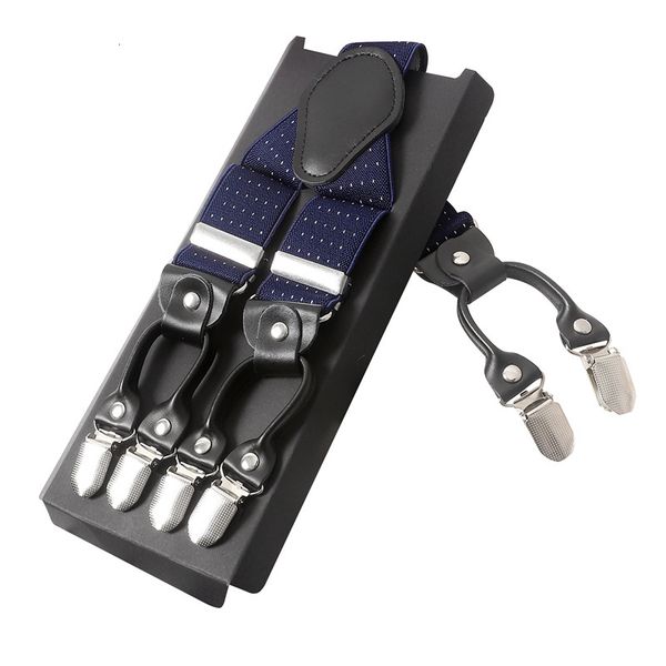 

suspenders 35mm men adjustable clip on y back leather suspender wide elastic pant band brace strap belt duty harness 230307, Black;white