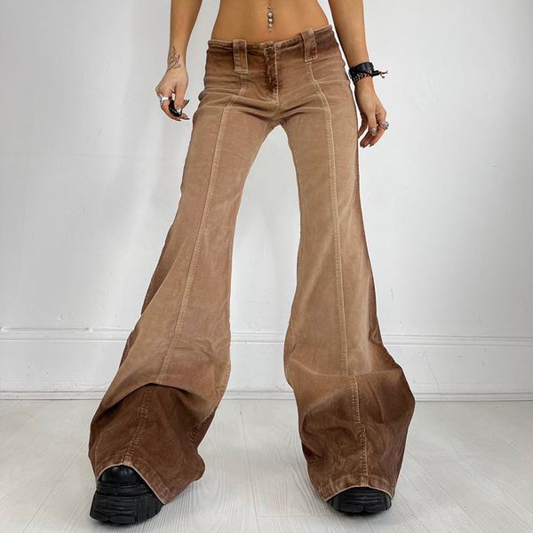 

qnpqyx women low rise flared jeans vintage streetwear baggy denim cargo pants y2k casual femme trousers korean harajuku capris, Blue