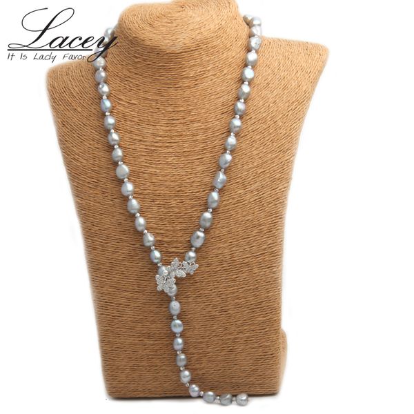 

pendant necklaces 10mm baroque pearl real freshwater cultured long fine jewelry for nice lady female gift 230307, Silver