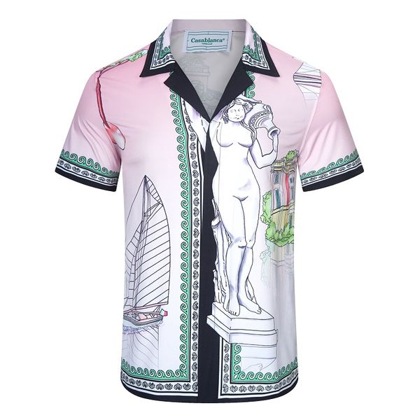 

casablanca 2022ss new printed short sleeve shirt style half shirt, White;black