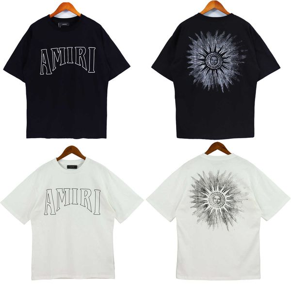 

t-shirts amnri tee men women cotton leisure designer fashion brand simple 2023 spring summer round neck t-shirt high street loose pri, White;black
