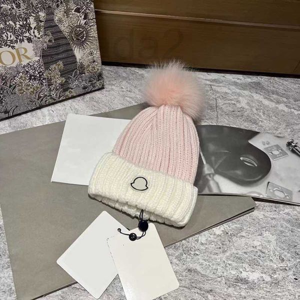 

designer beanie designers luxury wool hat letters women temperament hundred take fashion casual matching fur balls design hats couple models, Blue;gray