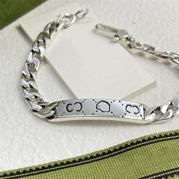 

ghost womens charms mens bracelet men silver plated carve skull metal polished smooth fashion cuban chain jewelry accessories designer brace, Golden;silver
