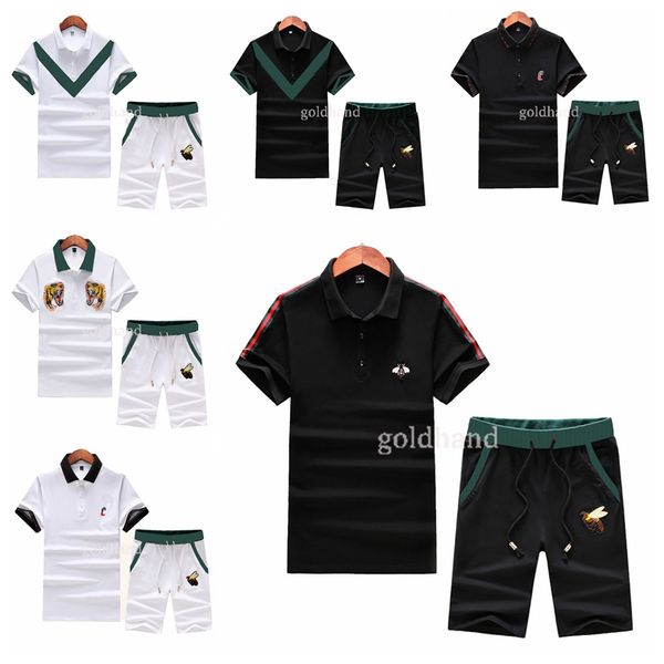 

man designer t shirt summer man fitness room tracksuits shorts hip hop street embroider printed tees, White;black