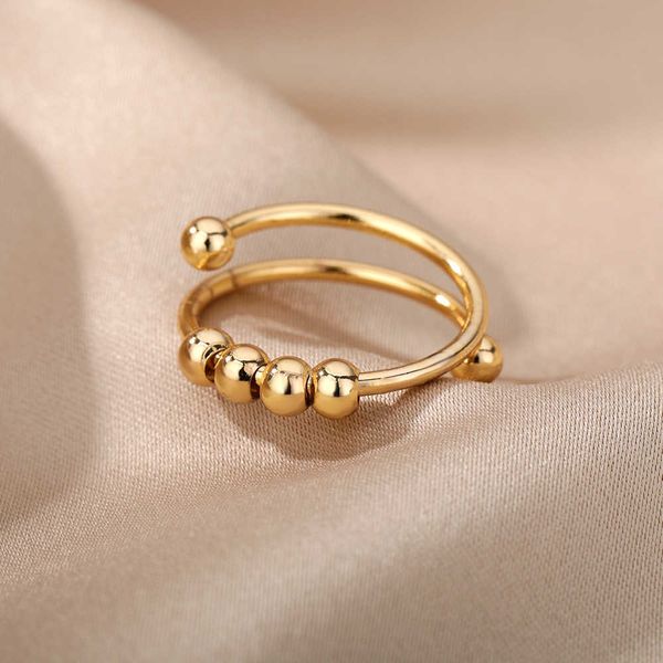 

band rings spinner relieving anxiety ring adjustable rotate anxiety fidget rings rotatable anti stress finger ring toy for women jewelry aa2, Silver