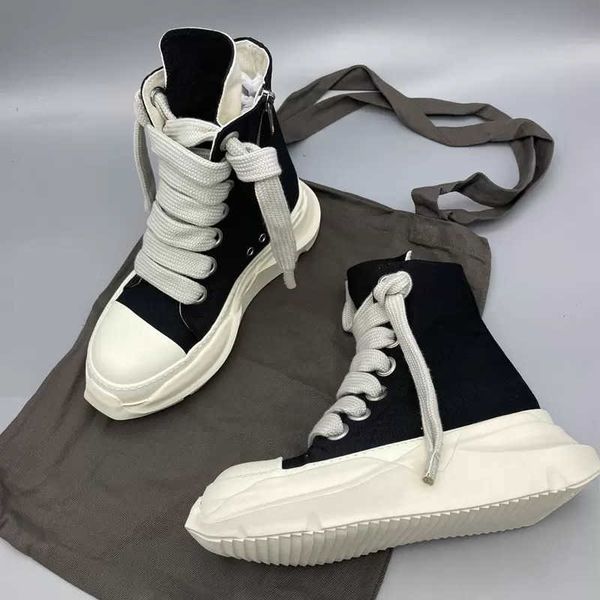 

2023 luxury rick designer ro boots shoes owens original canvas shoes thick sole jumbo shoeslace drk women sports shoes s male sneakers shd u
