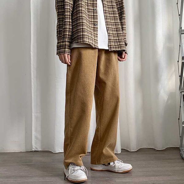 

men's pants khaki straight pants men corduroy casual trousers spring autumn vintage ins fashion sweatpants oversized bottoms man y2k cl, Black