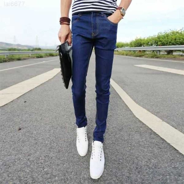 

2023new male trousers slim pencil pants boys jeans skinny casual men spring and autumn1 low price exe, Blue