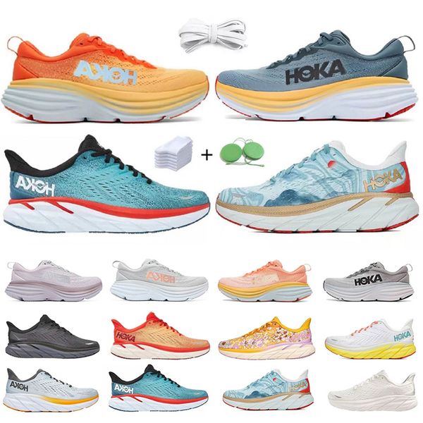 

2023 hoka one bondi 8 running shoes clifton 8 black white training sneakers designer women men summer orange amber yellow goblin blue people