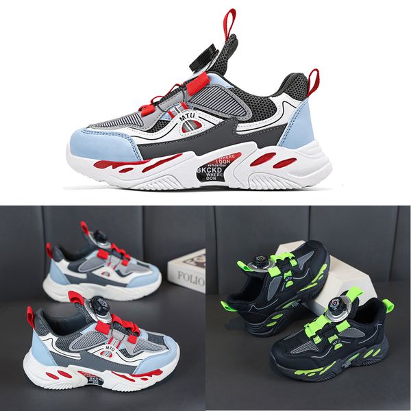 

2023 fashion ale children's shoes pink gray red black green spring rotating button breathable mesh outdoors shoes sneakers color181, White;red