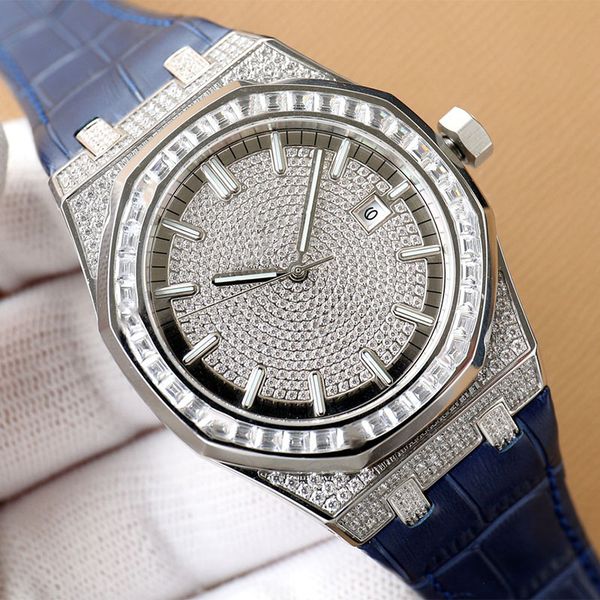 

diamond watch mens watch automatic mechanical watches 42mm classic wristwatch sapphire wristwatches montre de luxe waterproof stainless stee, Slivery;brown