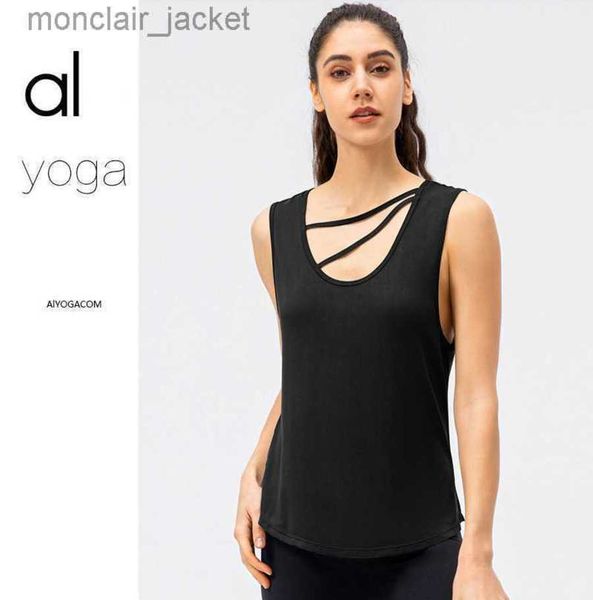 

designer alos yoga fitness suit women's summer loose sports yoga suit sleeveless t-shirt blouse breathable quick-drying vest, White
