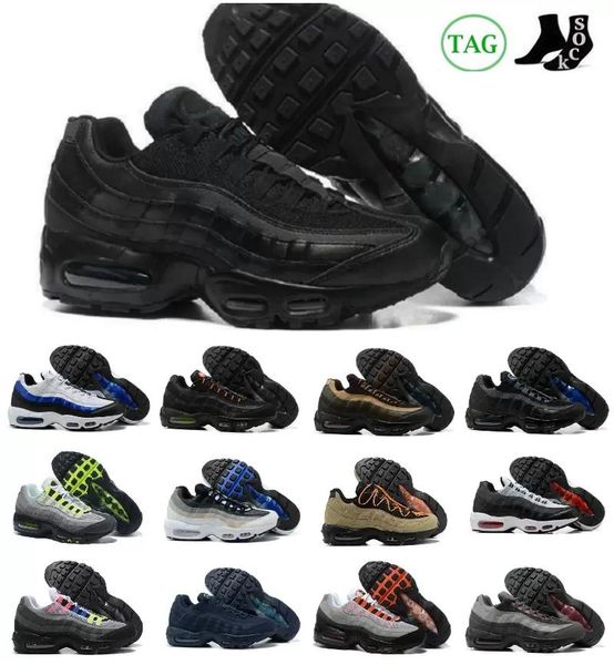 

2023 classic mens 95 airmaxs running shoes greedy chaussures 95s air neon triple black white khaki total orange grape safari designer men sp
