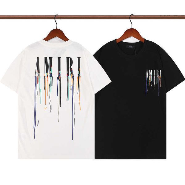 

t-shirts amnri tee men women cotton leisure designer fashion brand simple letter colorful printing short sleeve men's women's roun, White;black