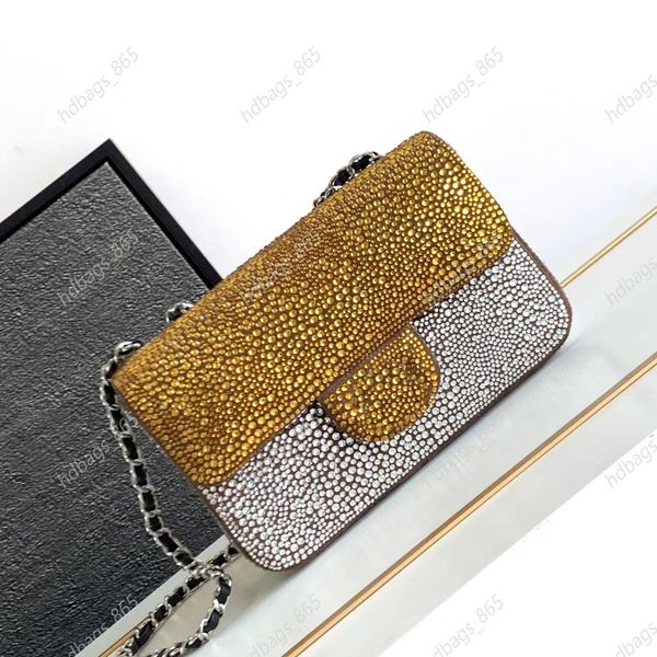 

full drill cross body bag women's luxury designer genuine leather double patchwork color single shoulder bag