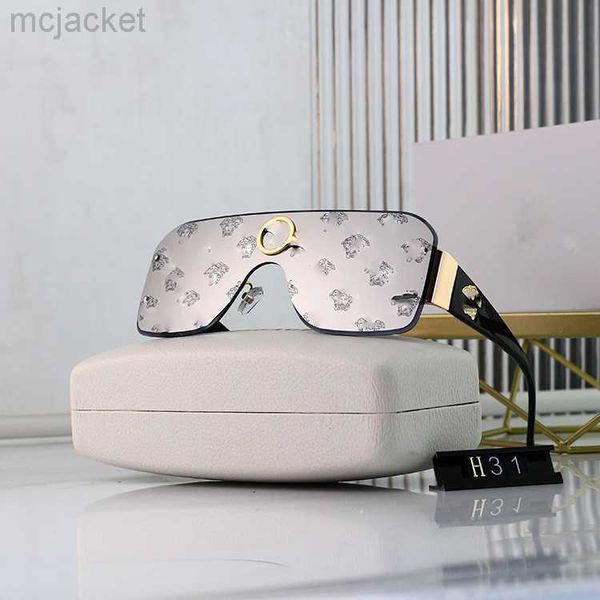 

23aa designer versage vercace sunglass mens womens sunglasses vintage fashion metal men's and women's beauty head print sunscreen, White;black