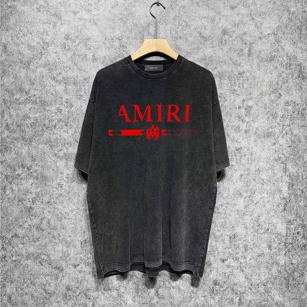 

t-shirts amnri tee men women cotton leisure designer fashion brand simple 23 high street sign damaged letter horizontal bar short-sle, White;black
