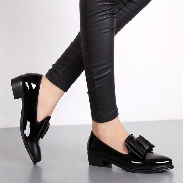 

dress shoes pointed toe women flats shoes bow women shoes patent leather casual single summer ballerina women shallow mouth shoes 230306, Black