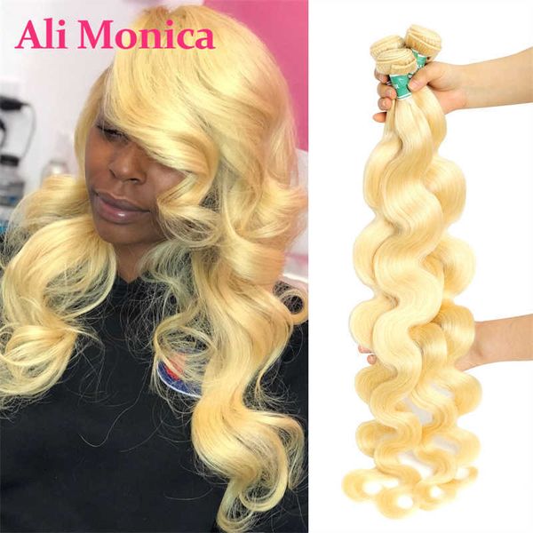 

wig caps alimonica bundles 613 honey blonde remy brazilian body wave hair weave weft remy human hair bundles 8 40 inch j230306, Black;brown