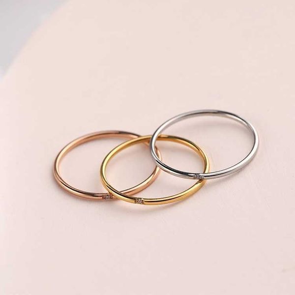 

band rings 1.5mm thin stackable ring stainless steel single cz wedding band for women girl size 5-9 aa230306, Silver