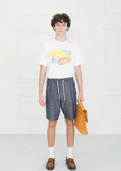 

23ss new casablanca designer orange gradient print cotton classic fashion t shirt cutting-edge impression breathable print with round neck f, White;black