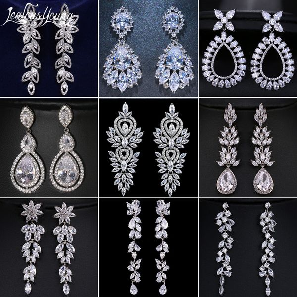 

ear cuff luxury cubic zirconia wedding women dangle earrings for brides long drop earrings evening party costume jewelry accessories 230306, Silver