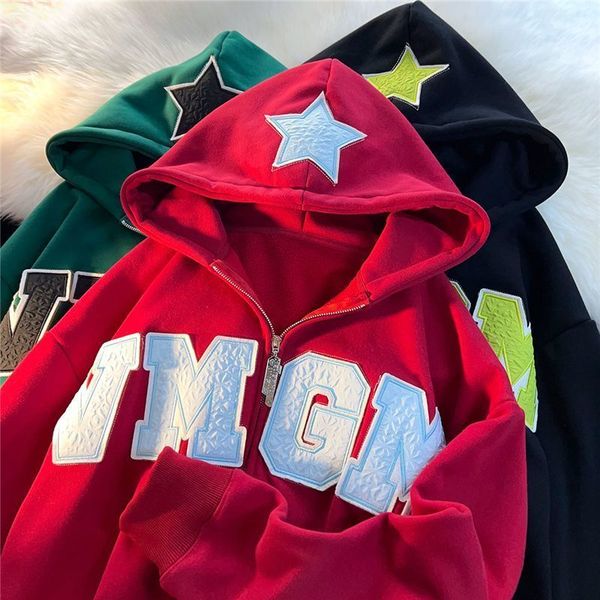 

women's hoodies sweatshirts letter printed hoodie loose zip up hoodie autumn winter clothing vintage fashion cardigan zipper y2k 230306, Black