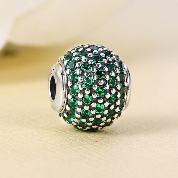

925 sterling silver essence prosperity & green pave cz bead only fits european jewelry pandora essence style charm bracelets, Black
