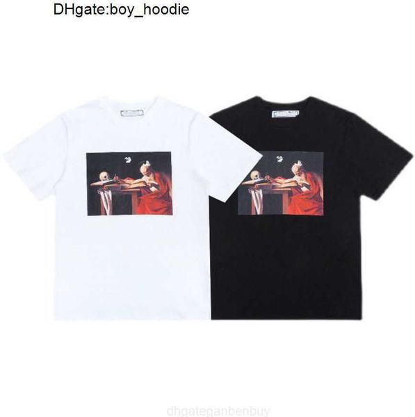 

2022 brand fashion classic mens t shirts loose offs cotton men women t-shirt designers short sleeve letter oil paint tees black qe5s, White;black