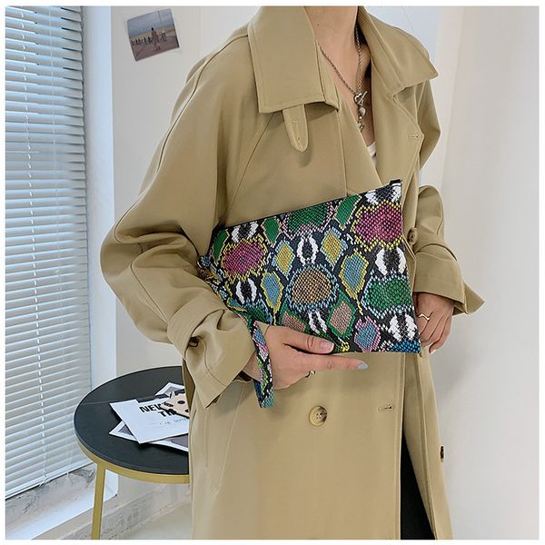 

hbp fashion trend women clutch pu leather snake pattern print evelope bag wristlet bags female casual small handbags day pouch purse
