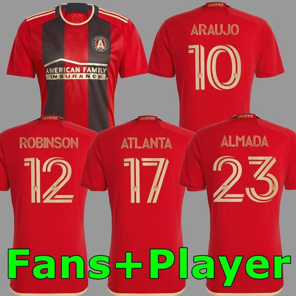 

23 24 mls atlanta united fc soccer jerseys 2023 2024 home maillots de foot martinez barco robinson araujo almada football shirt, Black;yellow