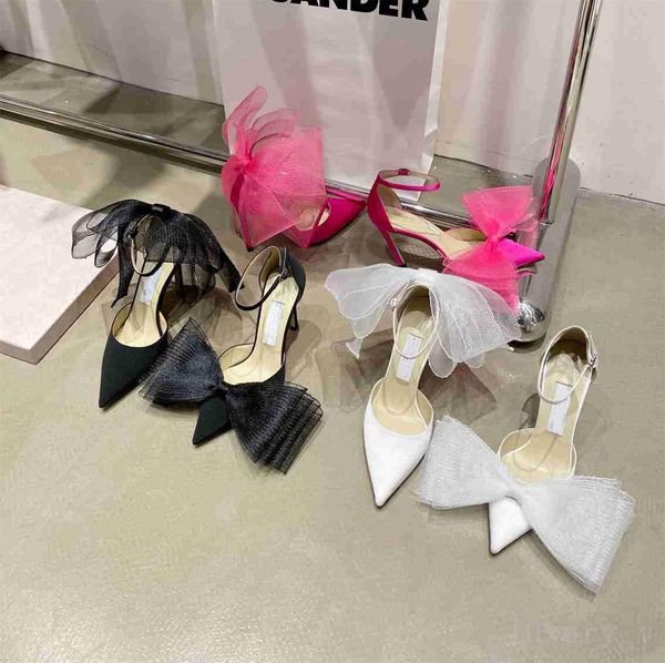 

averly high heels designer sandals women sandal cross big bow fluorescent pointed toe strap shoes rose pink vamp heel lady dress shoes, Black