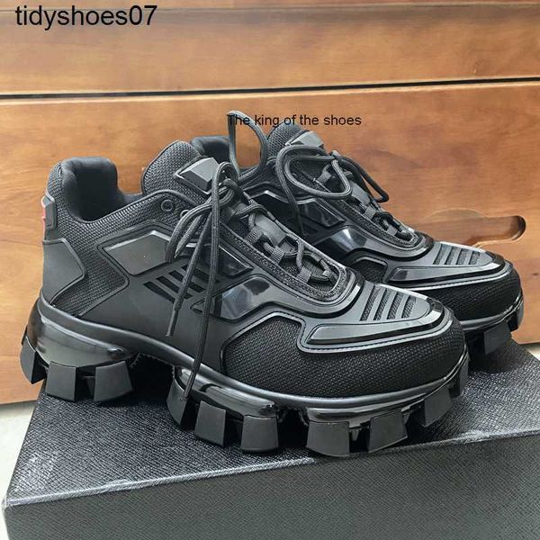 

designer dress shoes high end lovers sports leisure prax gear mecha men's and women's muffin thick bottom breathable high dad shoe, Black