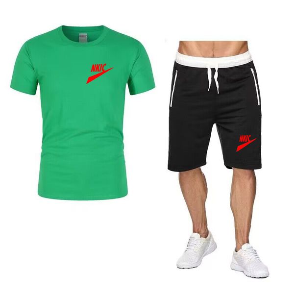 

new fashion men's tracksuits brand print men t shirt shorts suit 2 piece summer casual tracksuit sets sportswear jogging beach pants t, Gray