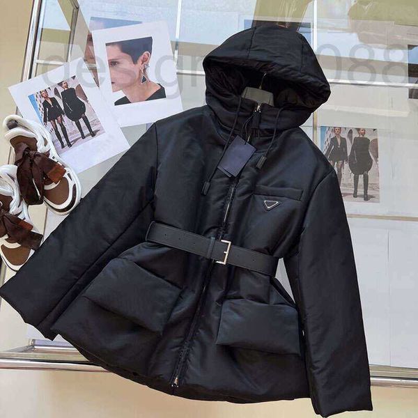 

women's down & parkas designer womens jackets fashion coat fw jacket casual belt windbreaker warm zipper thick outwear fqtb, Black