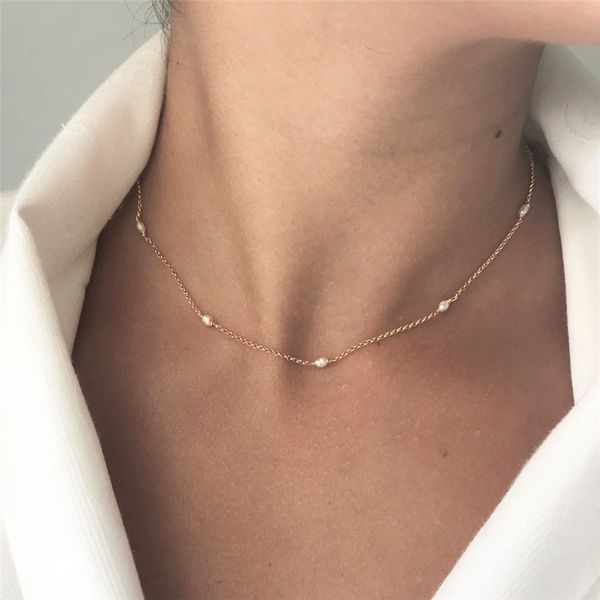 

pendant necklaces natural pearl necklace gold choker real 14k gold filled handmade pendants collier femme kolye collares boho jewelry for wo, Silver