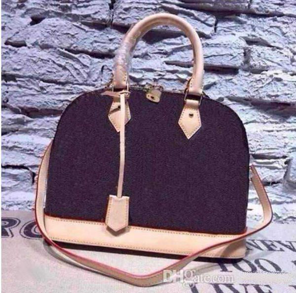 

new alma bb shell women patent leather flower embossed shoulder bag with lock crossbody handbags.