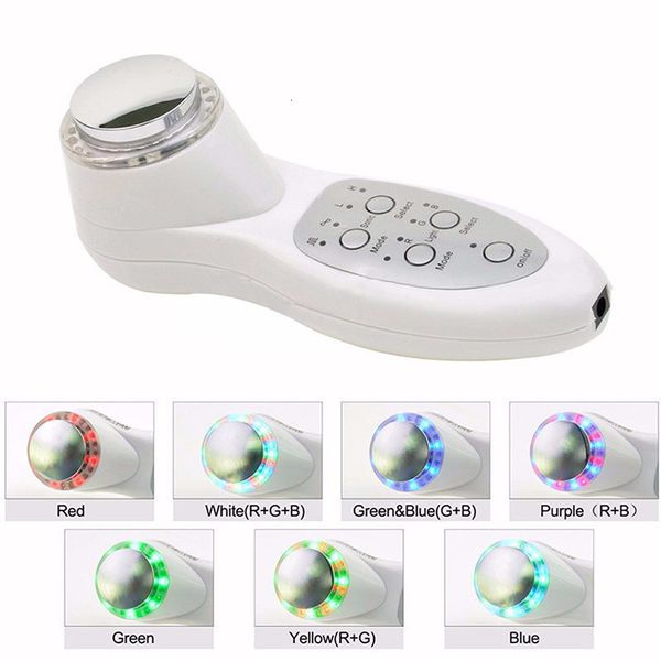 

face care devices ultrasonic led pon skin rejuvenation hz 7 colors wrinkle remover anti aging ultrasound massager tightening 230307