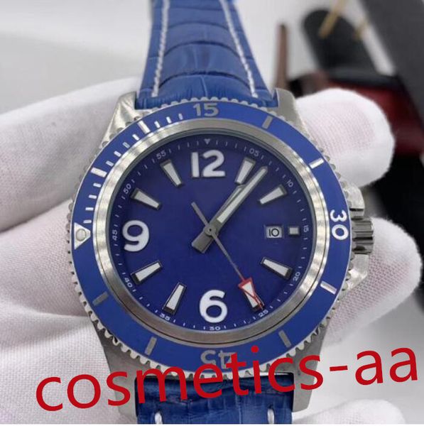 

8 color men watch super-ocean 46mm watch orange dial stainless steel rotating bezel mens automatic mechanical rubber band watch luminous wri, Slivery;brown