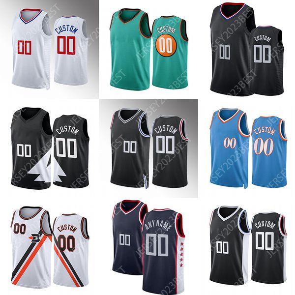

custom printed 0 westbrook 23 robert covington season basketball jerseys 25 moussa diabate 1 reggie jackson 33 nicolas batum 14 terance mann, Black;red