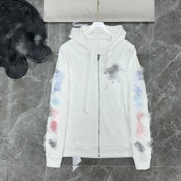 

2023 new men's and women's zipper hoodie fashion brand ch autumn and winter series high street leisure loose cax7, Black