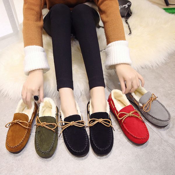 

dress shoes winter warm women's flat est autumn and women casual plus velvet fur ladies loafers 230307, Black