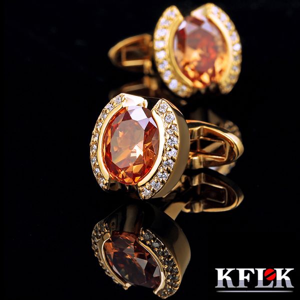 

cuff links kflk jewelry shirt cufflink for men brand crystal link fashion luxury wedding button gold color guests 230307, Silver