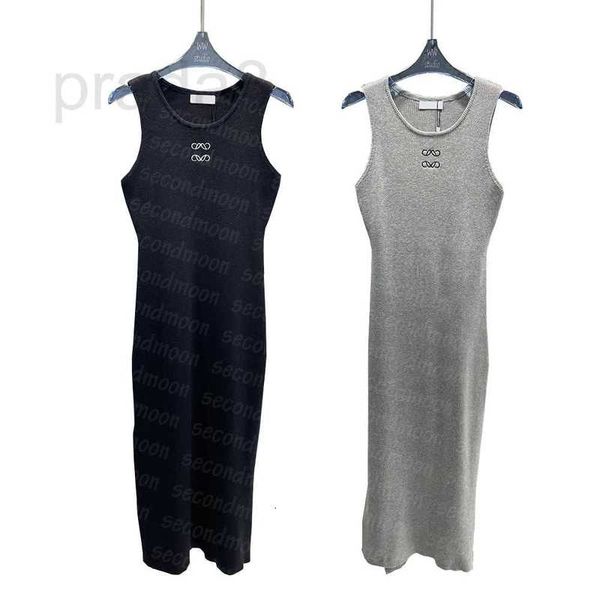 

casual dresses designer long knitting women sleeveless tight fashion embroidered knits summer bodycon 5fal, Black;gray