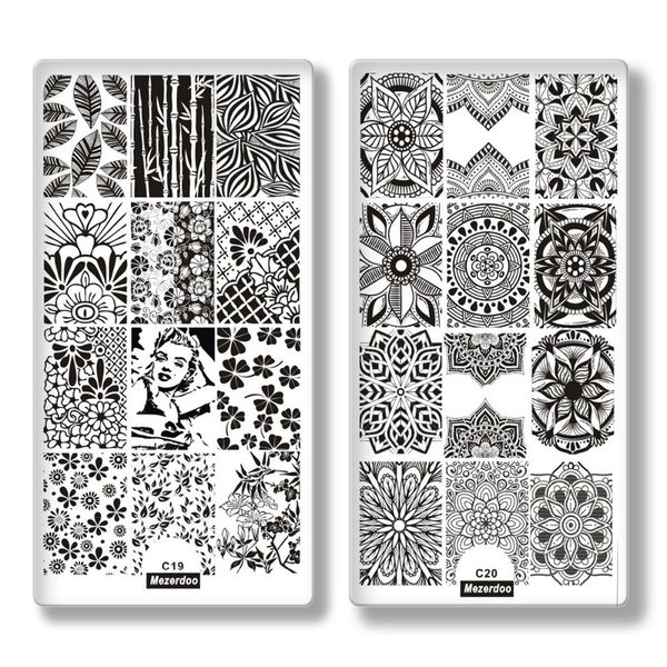 

nail art templates 10pc stamping template creative geometry style rectangle stamp image plate lace skull geometric pattern tools 230307, White