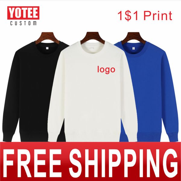 

men's hoodies sweatshirts round neck sweater solid color thin long sleeve men and women same style customized embroidery printing hoodi, Black