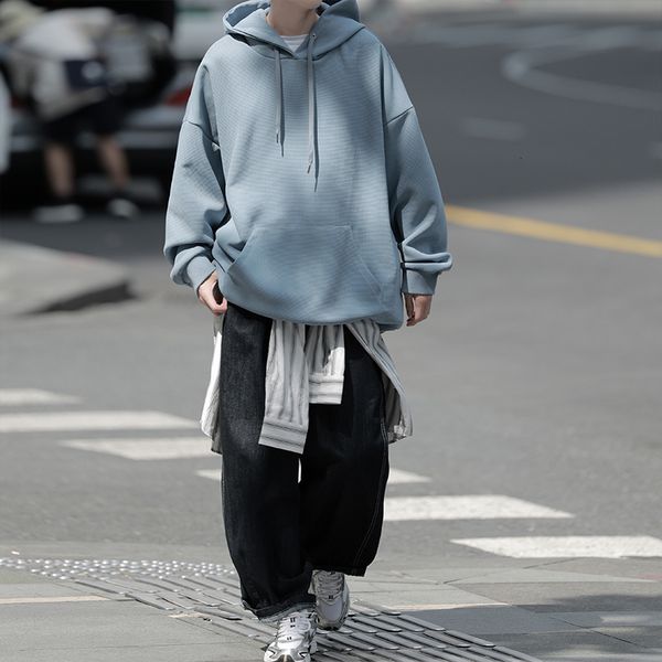 

men's hoodies sweatshirts fall men solid color hoodie oversized harajuku hoooded autumn fashion pullovers casual hip hop streetwear 230, Black